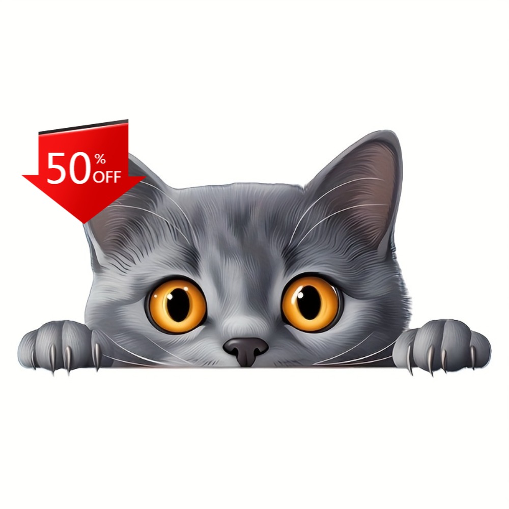 Laptop Unique Accessories - Mały szary kot, urocza naklejka winylowa