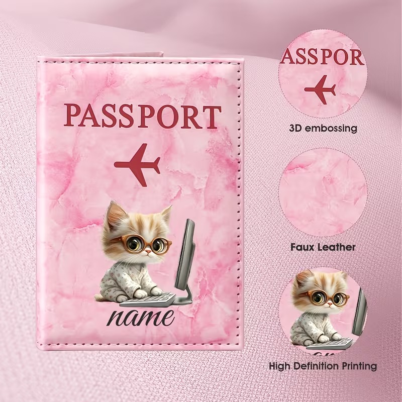 Laptop Accessories Name - Personalizowany etui na paszport z PU,