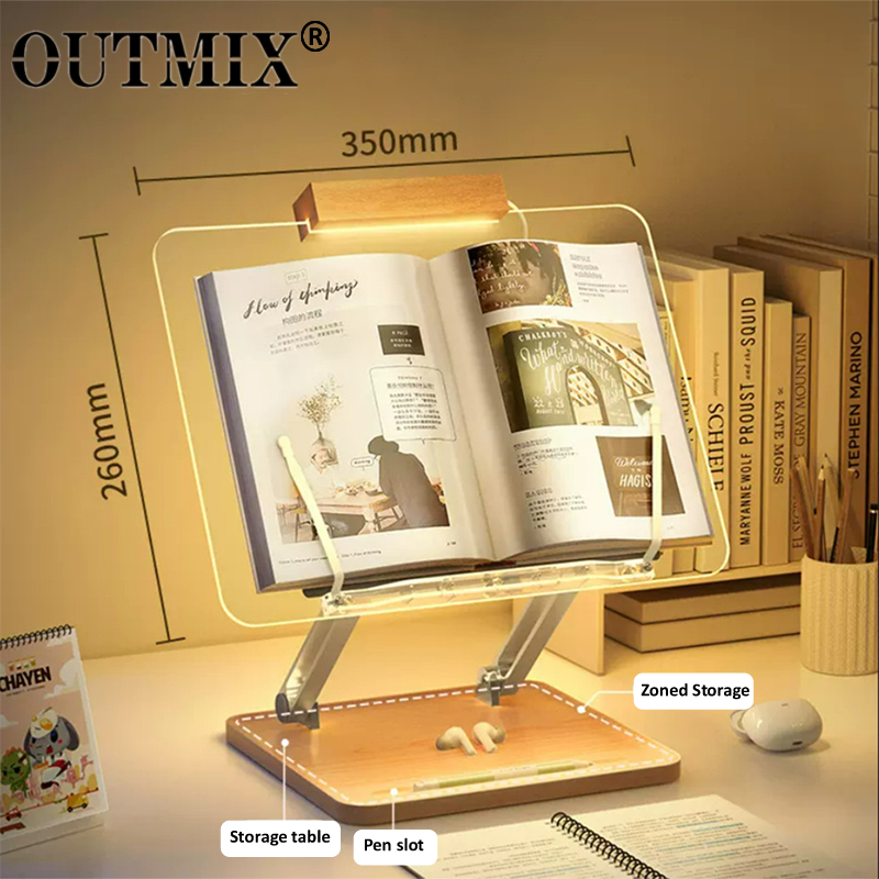 Laptop Ergonomic Accessories - Drewniany stojak do czytania z oświetleniem,